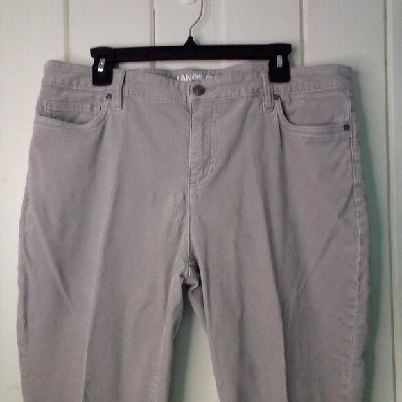 Lands' End Corduroy Pants Women 16 Mid Rise Straight Gray - Picture 3 of 16